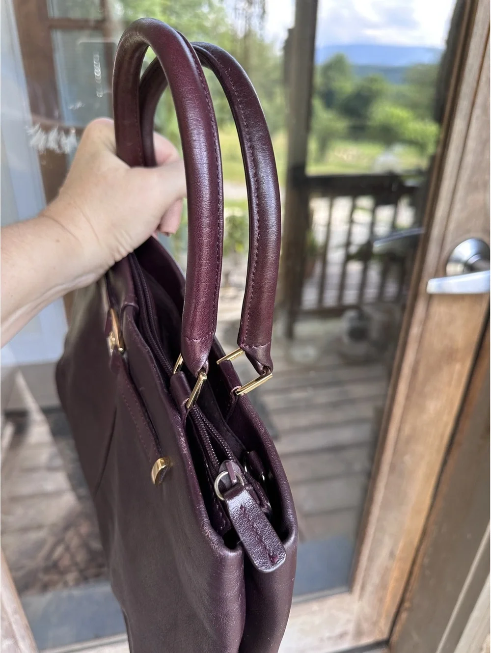 Vintage Etienne Aigner Leather Burgundy Satchel with 2 Wallets